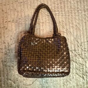 Nine West Metallic “Vegan Leather” Woven Shoulder Bag